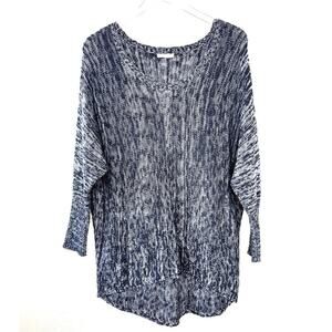Eileen Fisher Organic Cotton Sweater Dolman Sleeve Pullover Marled Gray Hi-Lo